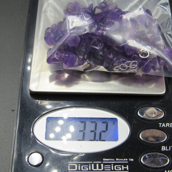 16" Sterling Silver Simple Amethyst Stone Chips Necklace Vintage - Picture 5 of 5